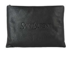 Saint Laurent Large Puffy Pouch, Leather, Black, 1223, DB/B, 3*
